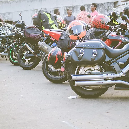 Classic motorcycles parked