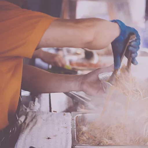 Person serving up food